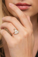 SIGOR 925 Silver Rose Gold Plated Shell-Design Adjustable Ring