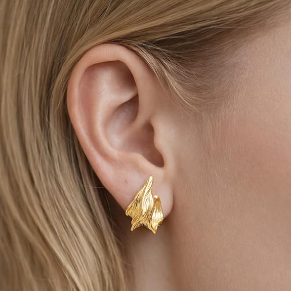 SIGOR 925 Silver Abstract Gold-Tone Stud Earrings