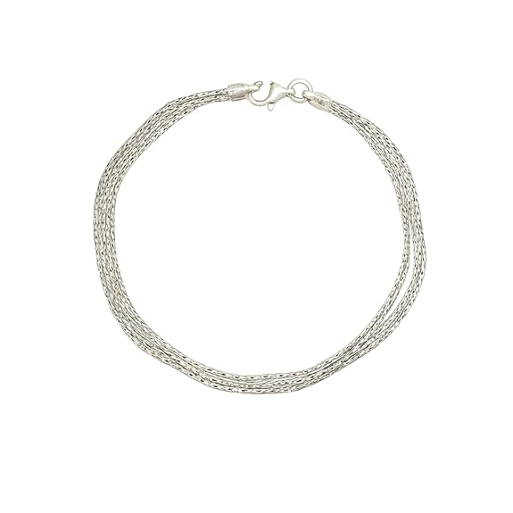 SIGOR 925 Silver Multi-Strand Woven Chain Bracelet