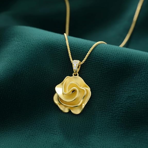 SIGOR 925 Silver Golden Rose Pendant Chain