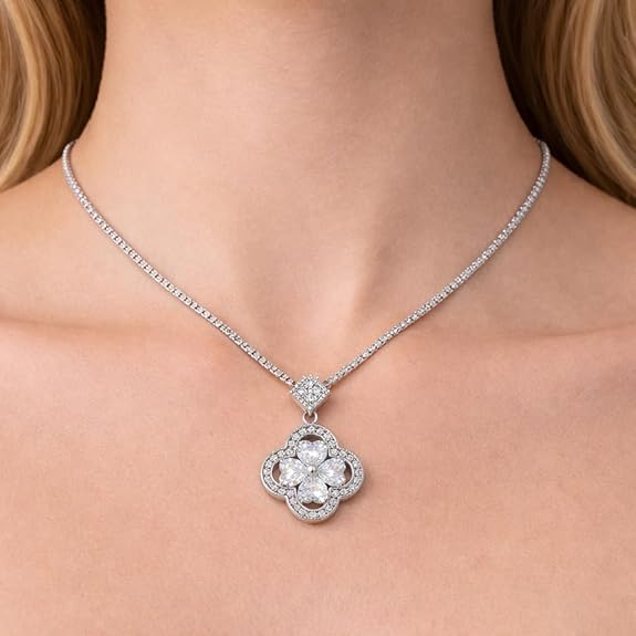 SIGOR 925 Silver Clover Pendant Chain