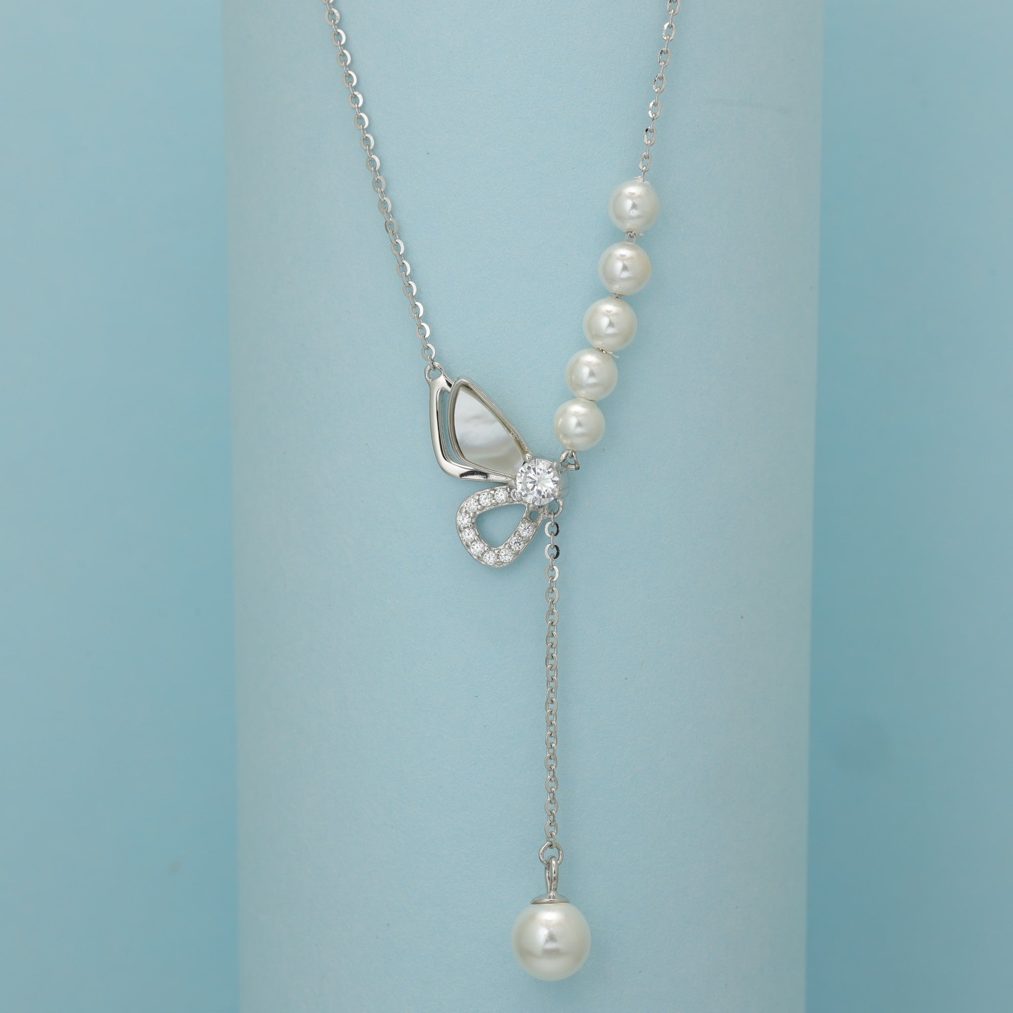 Pearl Cascade Bow Pendant