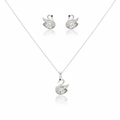 Silver Swanora Water Stone Pendant Set