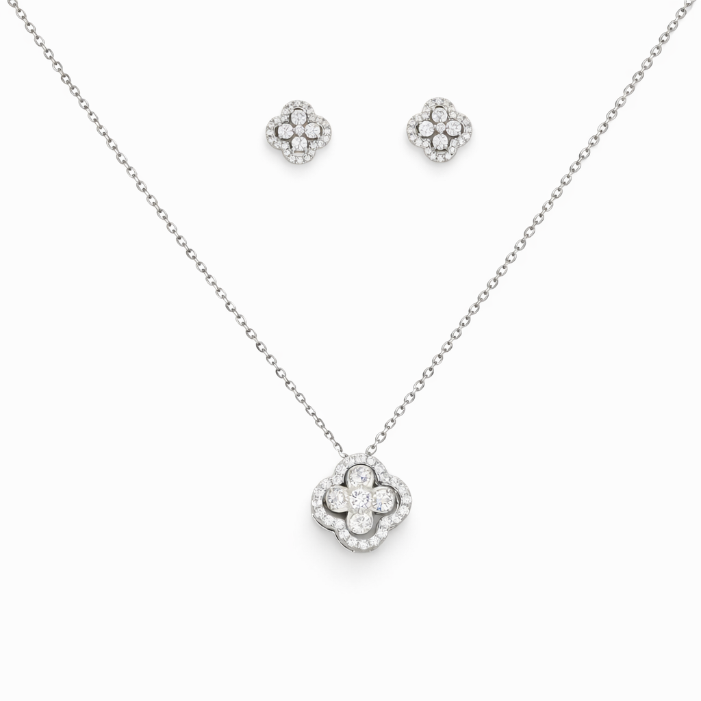 Classic Clover Sparkle Chain Pendant Set