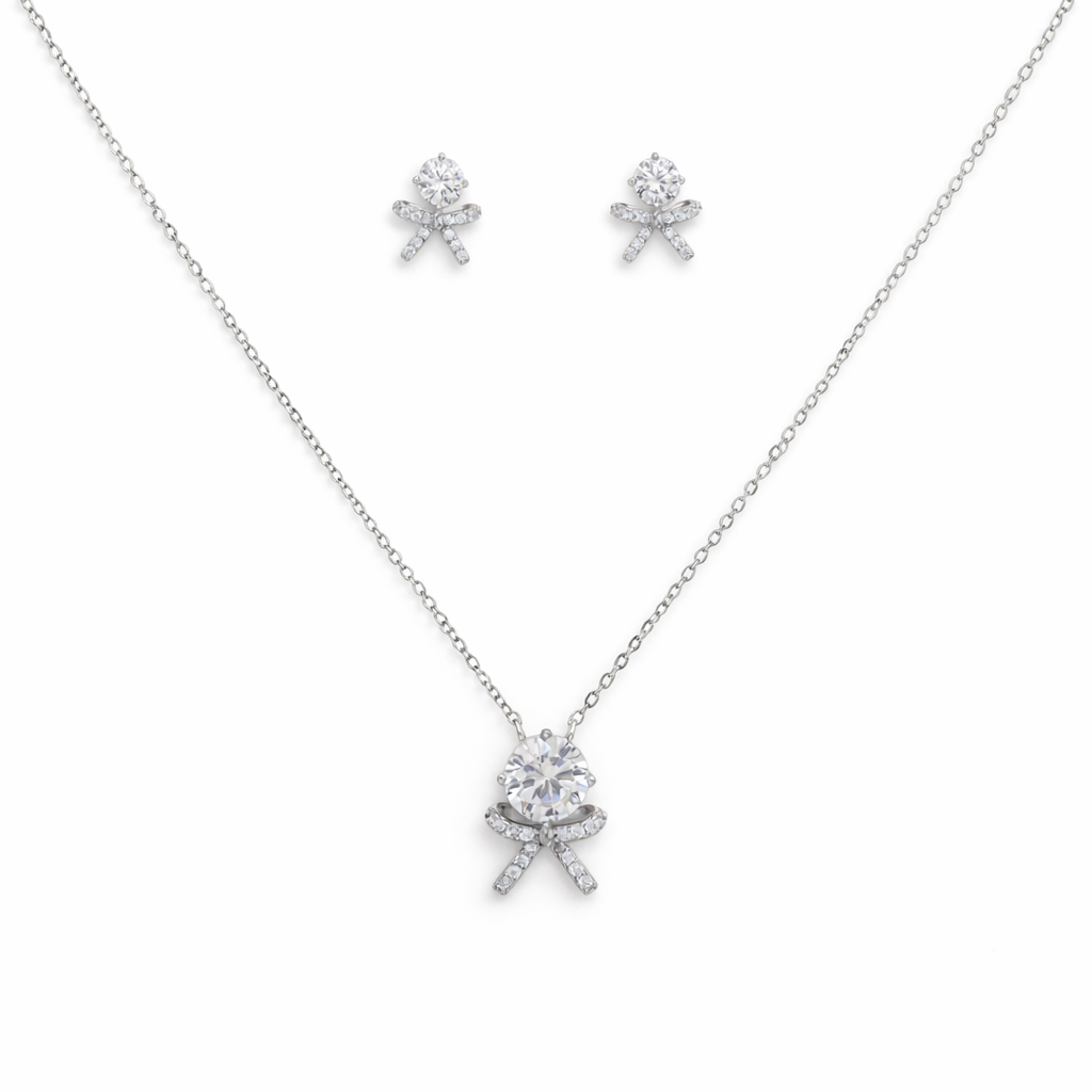 Petite Spark Bow Chain Pendant Set