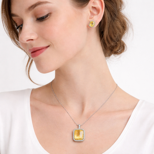 Golden Radiance Halo Chain Pendant Set