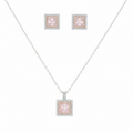 Silver PinkuLuxe Square Spark Pendant Set