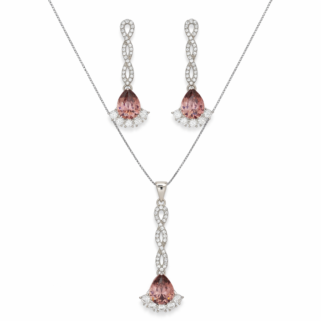 Rosé Infinity Drop Chain Pendant Set