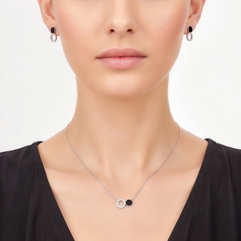 Silver Noir Luxe Pendant Set