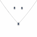 Silver Noctea Blue Halo Pendant Set