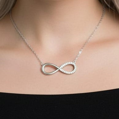 Silver Infinity Diamond Chain Pendant