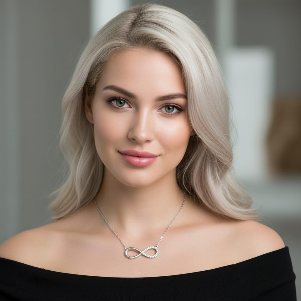Silver Infinity Diamond Chain Pendant