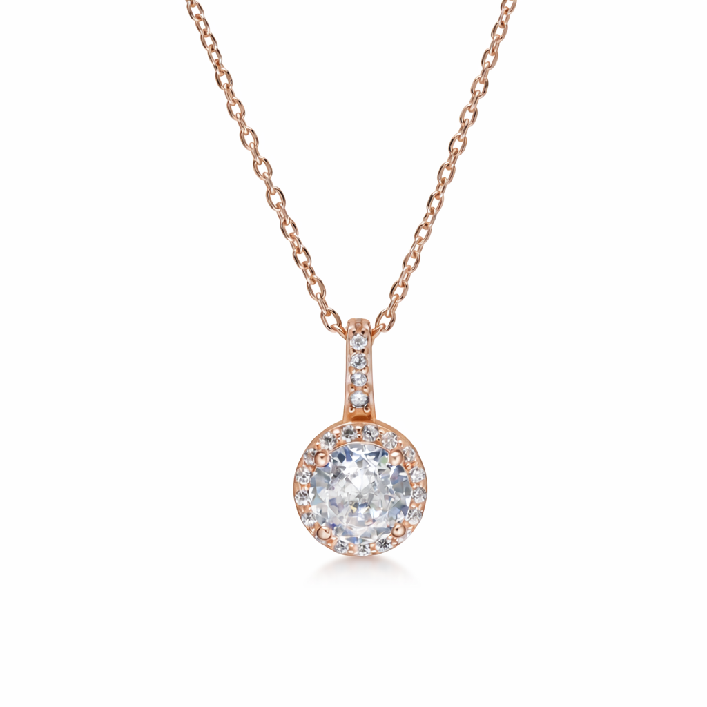 Rose Halo Solitaire Pendant
