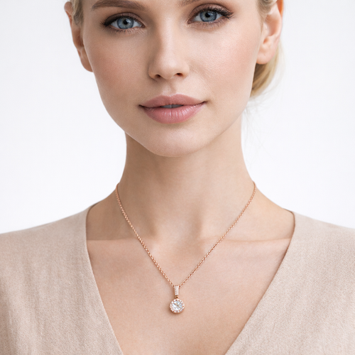 Rose Halo Solitaire Pendant