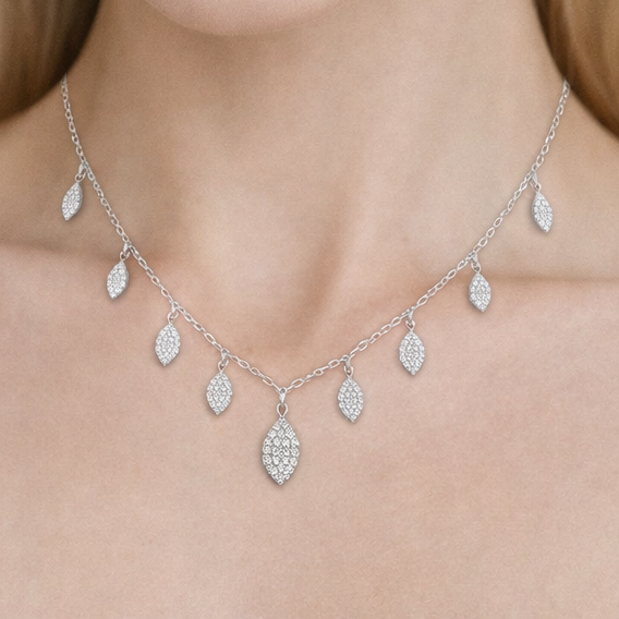 Silver Whispering Leaves Chain Pendant