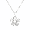 Silver Floral of Pearl Diamond Chain Pendant