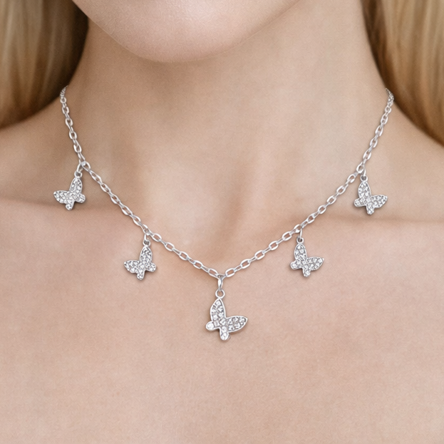 Silver Flutter Five Chain Pendant