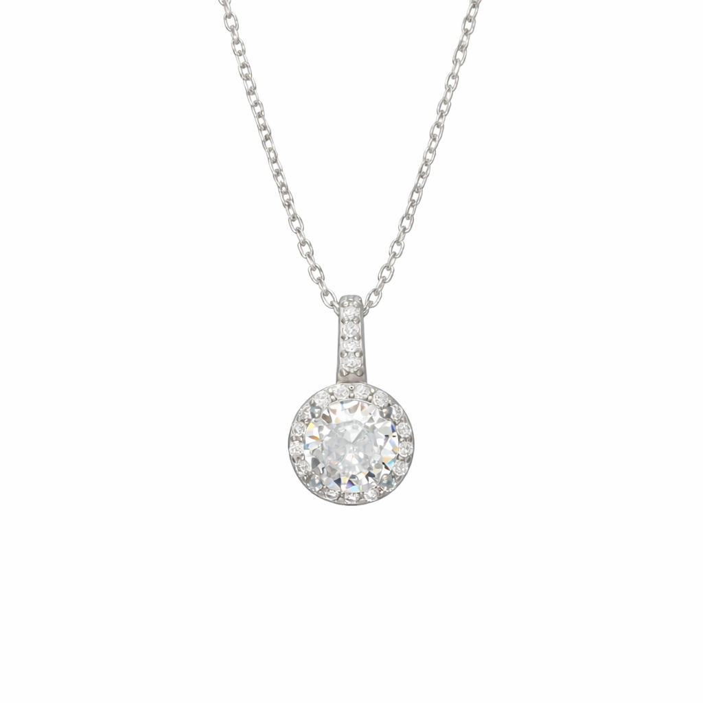 Luna Halo Solitaire Pendant