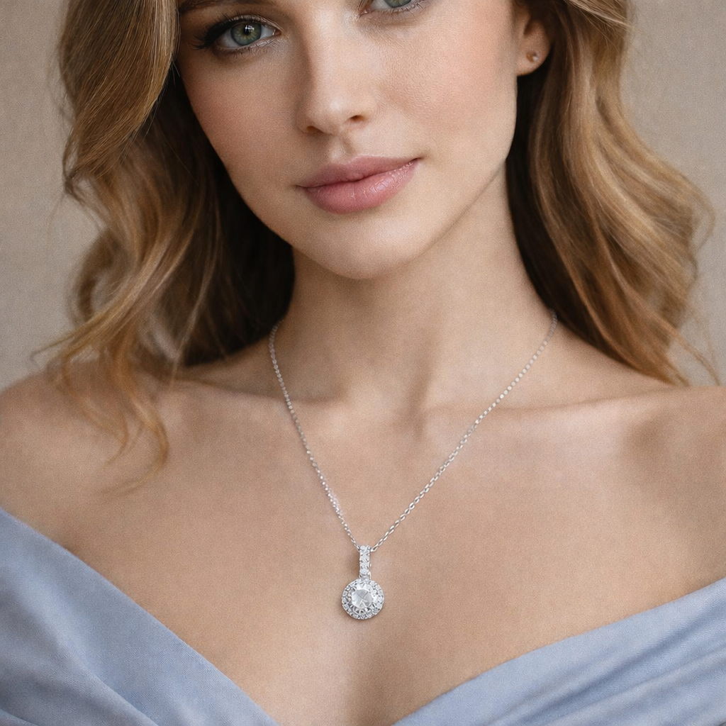 Luna Halo Solitaire Pendant