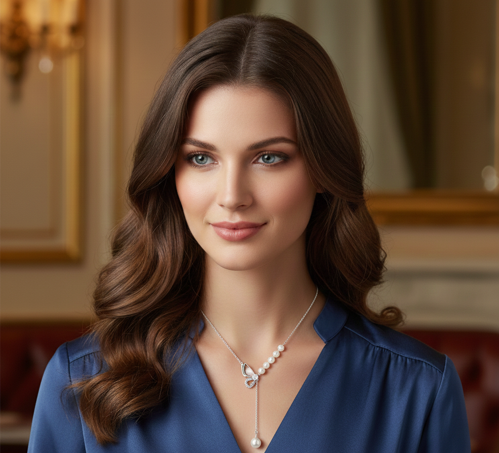 Pearl Cascade Bow Pendant