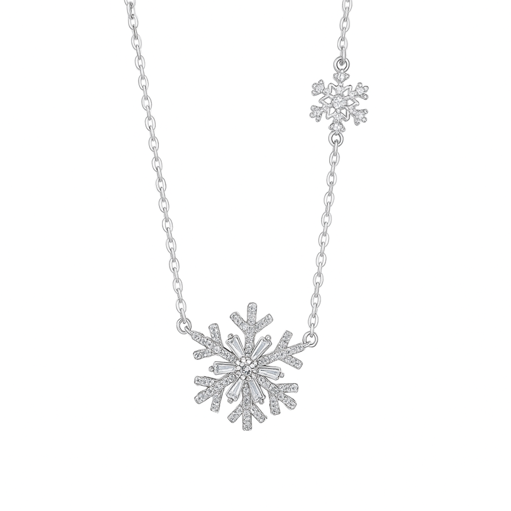 Silver Crystal Flake Chain Pendant