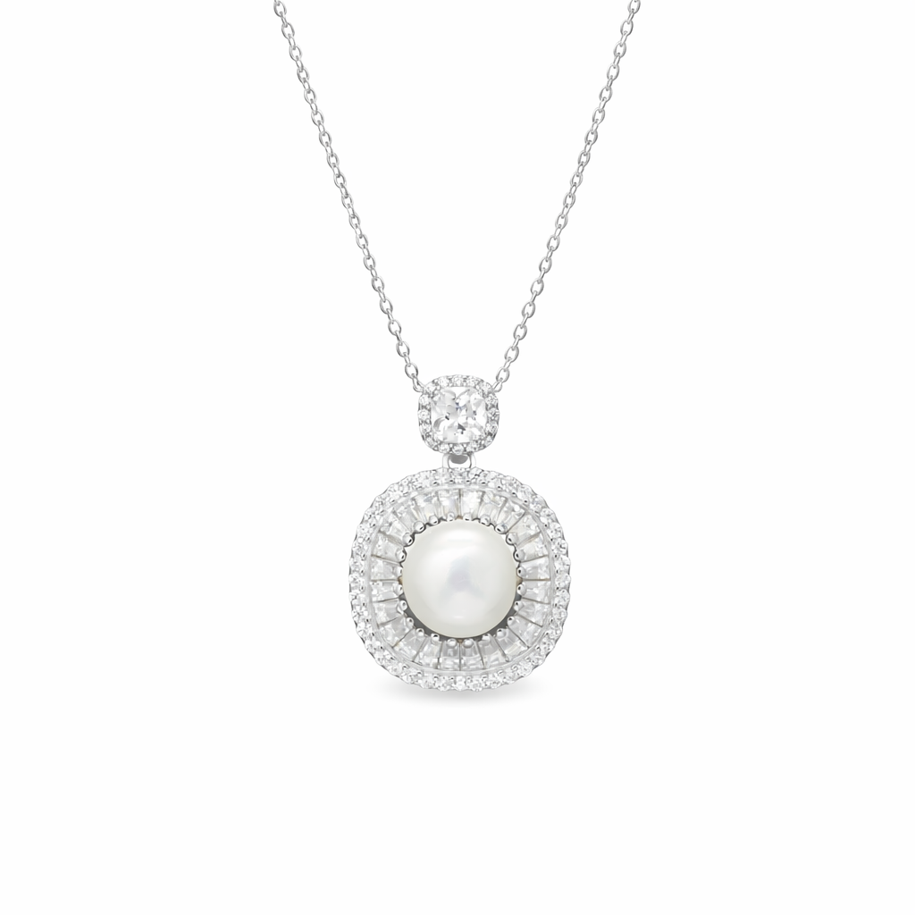 Celeste Pearl Halo Pendant