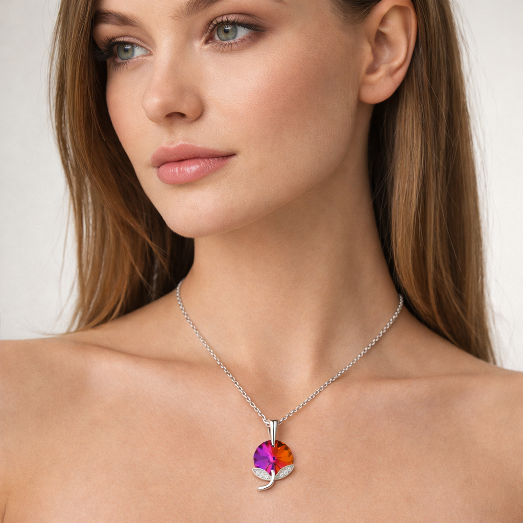 Silver Sunset Heart Chain Pendant