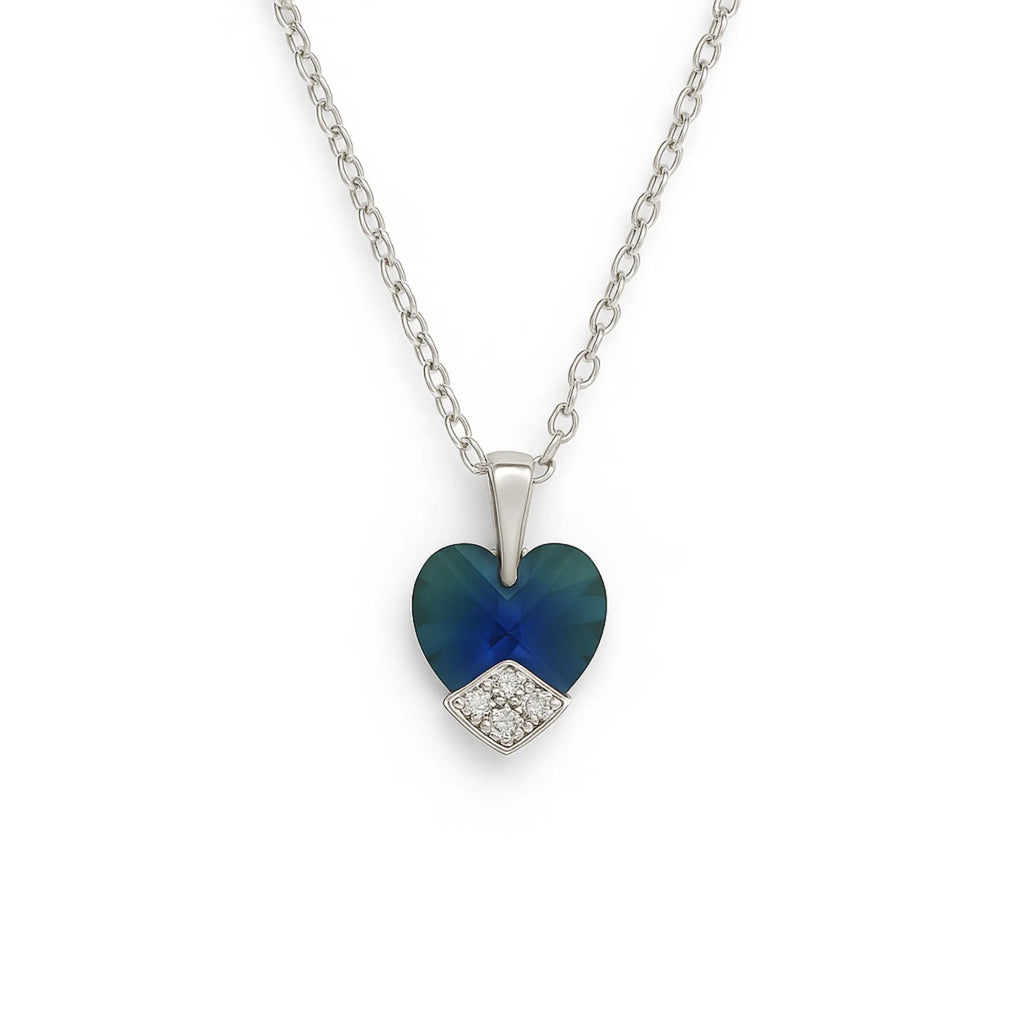 Silver Ocean Heart Chain Pendant