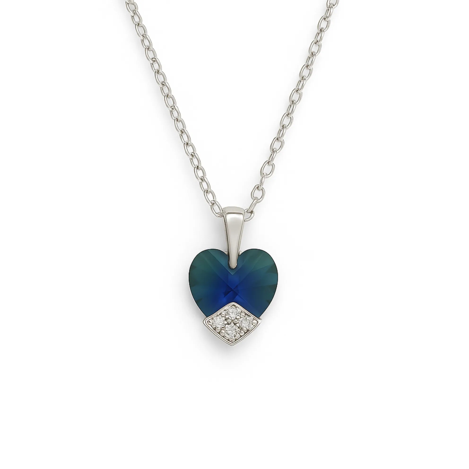 Silver Ocean Heart Chain Pendant