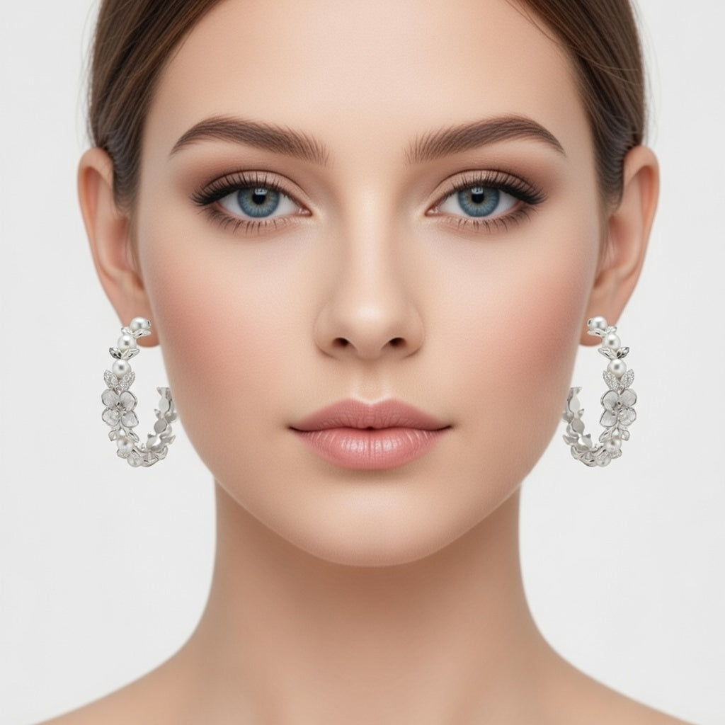 Pearl Garden Hoop Earrings