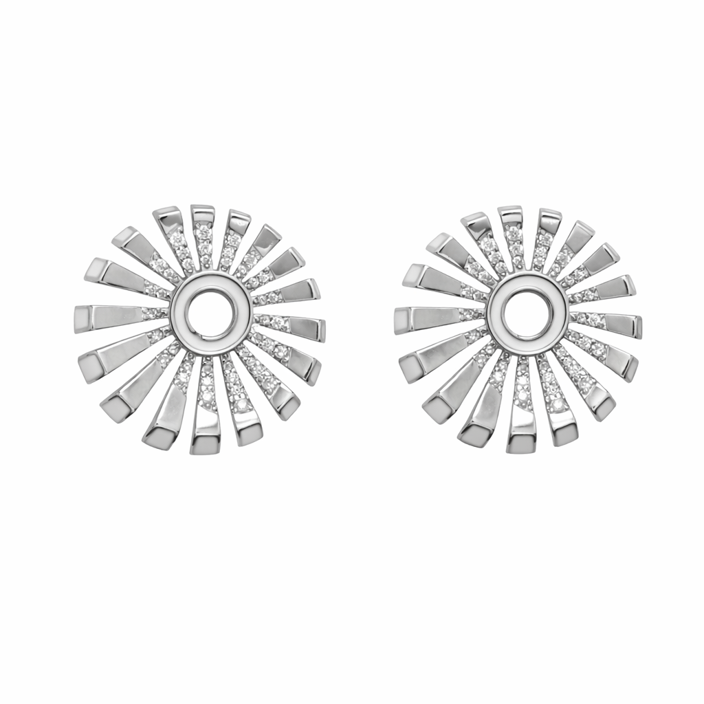 Silver Sunburst Stud Earrings