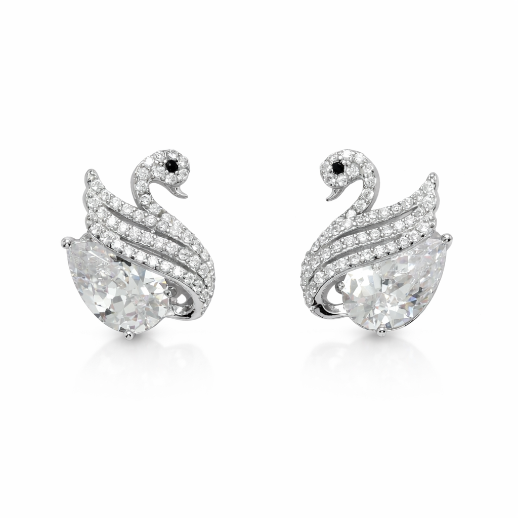 Swan Grace Diamond Stud Earrings