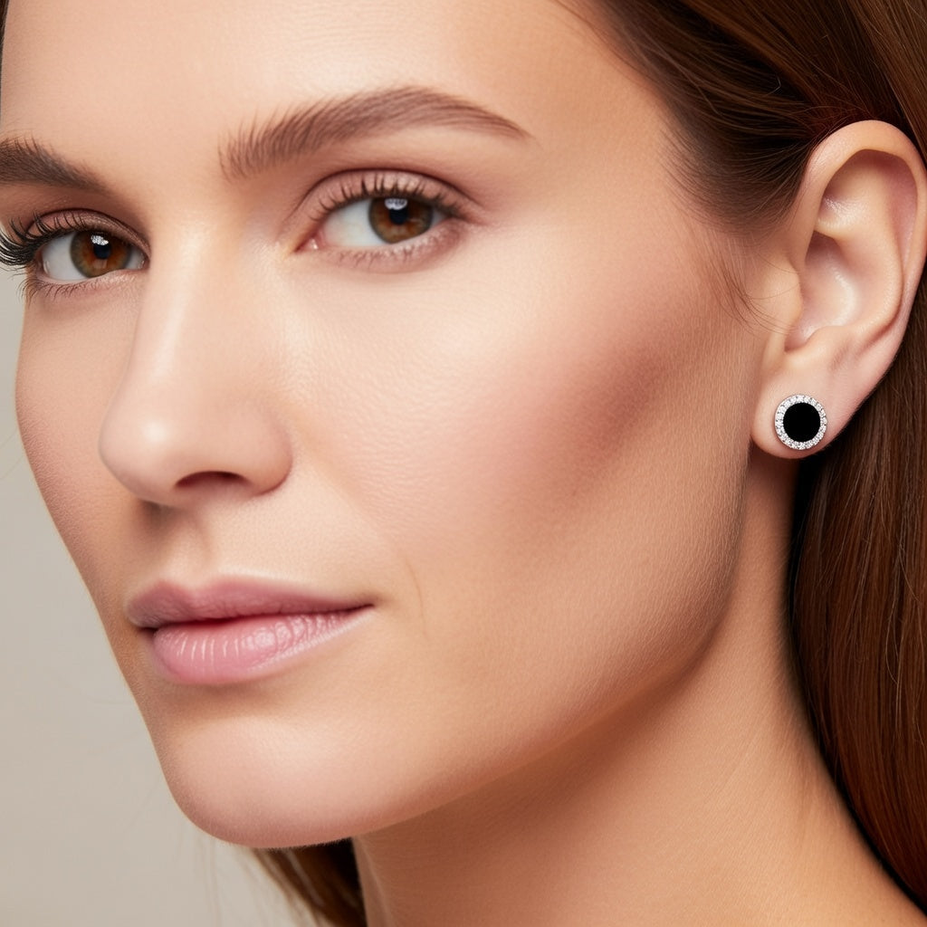 Noir Halo Stud Earrings