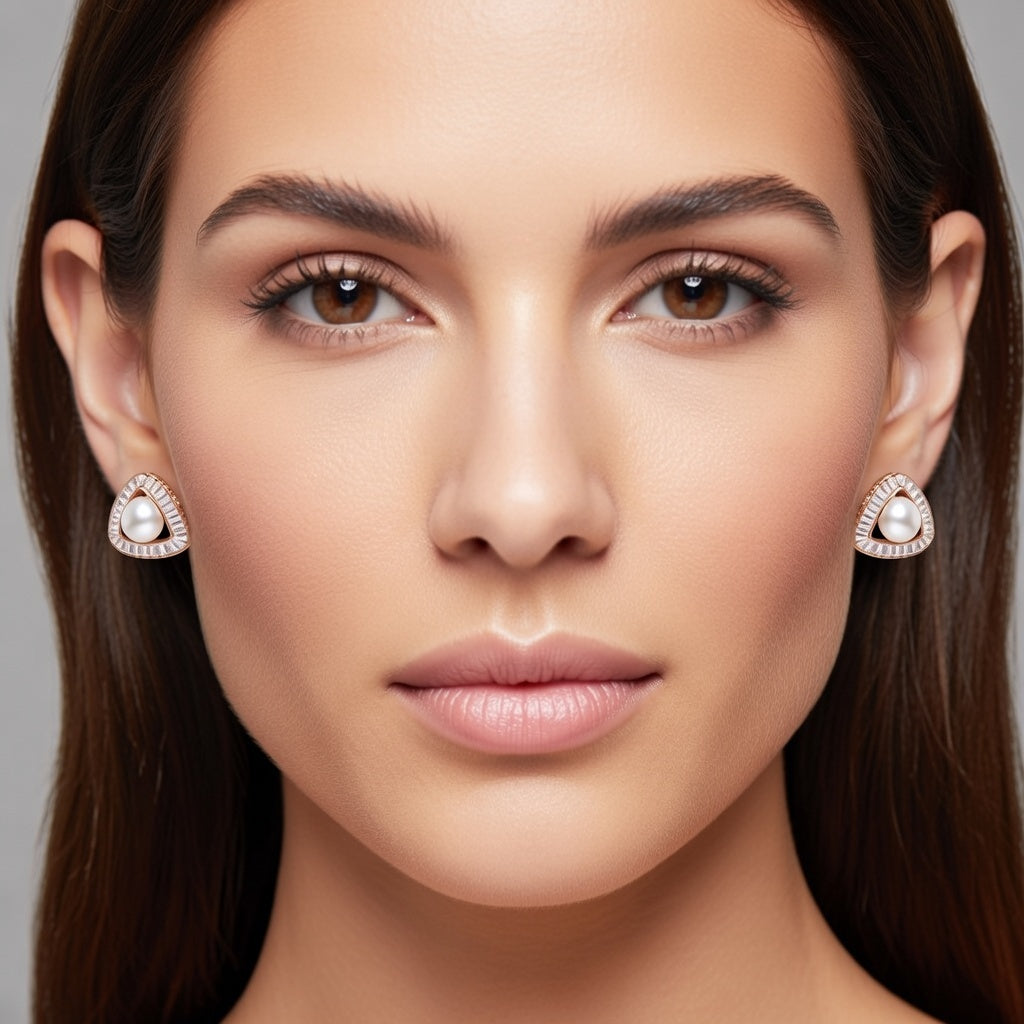 Pearl Trinity Halo Studs