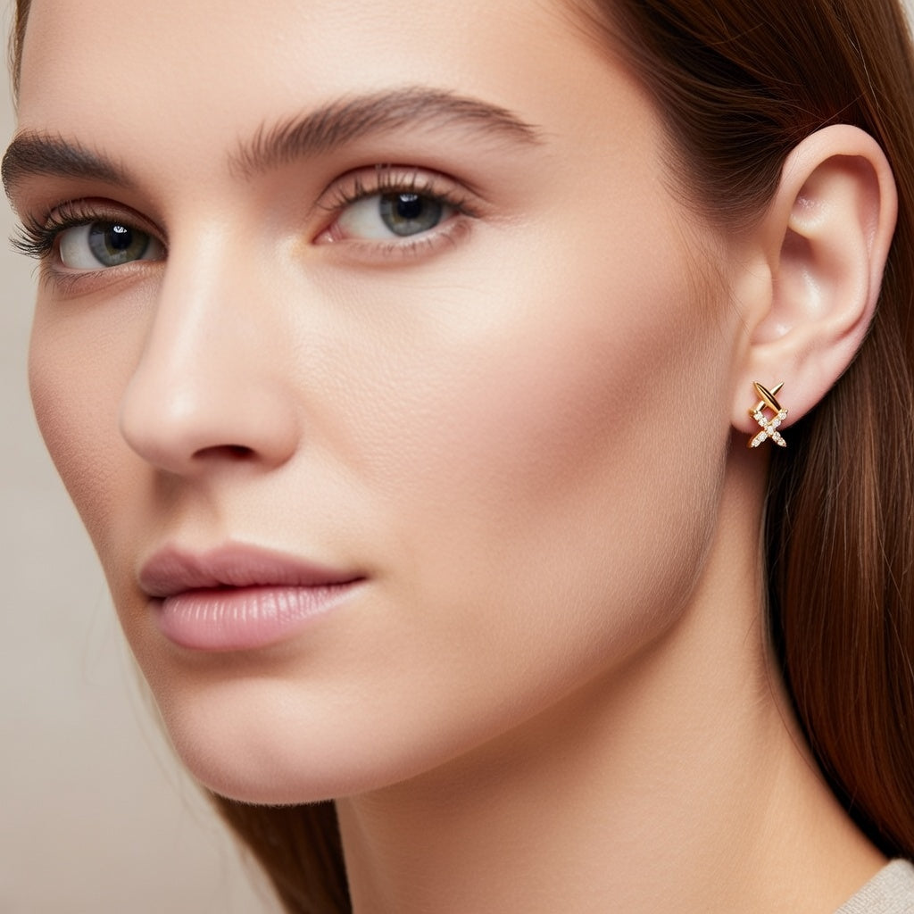 Rose tone Cross Spark Studs