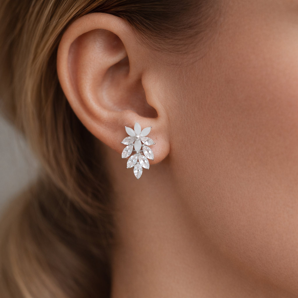 Frosted Bloom Drop Earrings