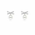Pearl Bow Drop Earrings