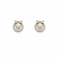 Pearl Bow Halo Stud Earrings