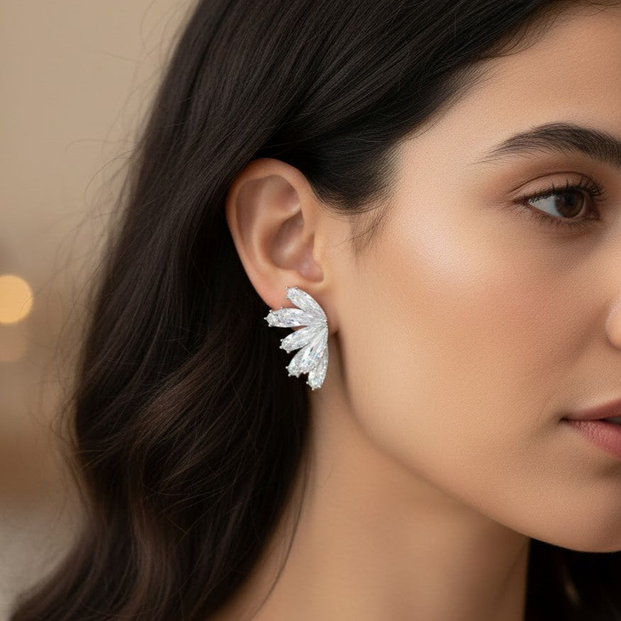 Crystal Wing Stud Earrings