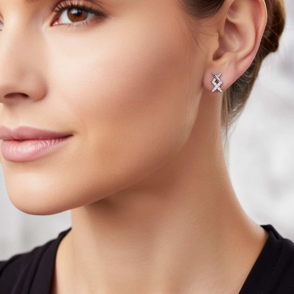 Crossed Spark Stud Earrings