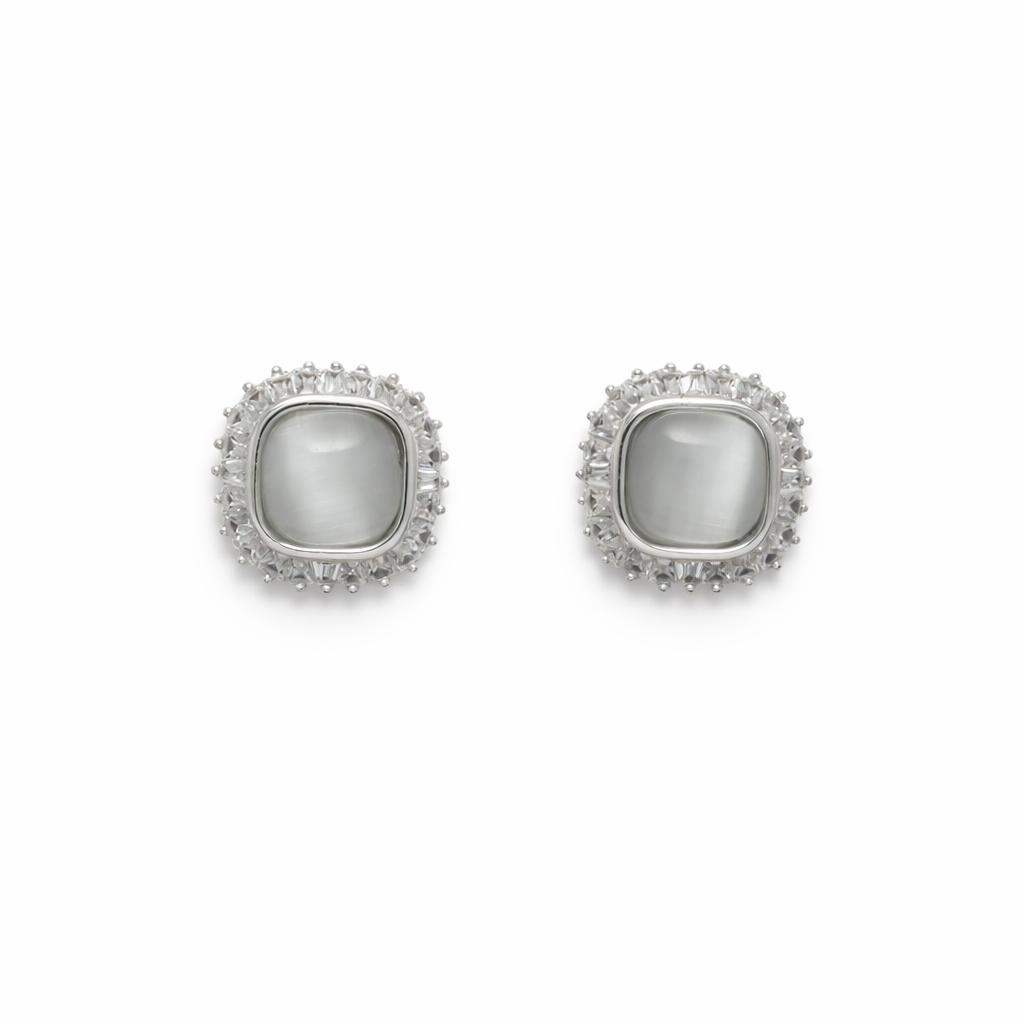 Moonlight Cushion Stud Earrings