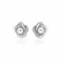 Pearl Whirl Diamond Stud Earrings