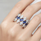 Silver Blue Diamond Ring