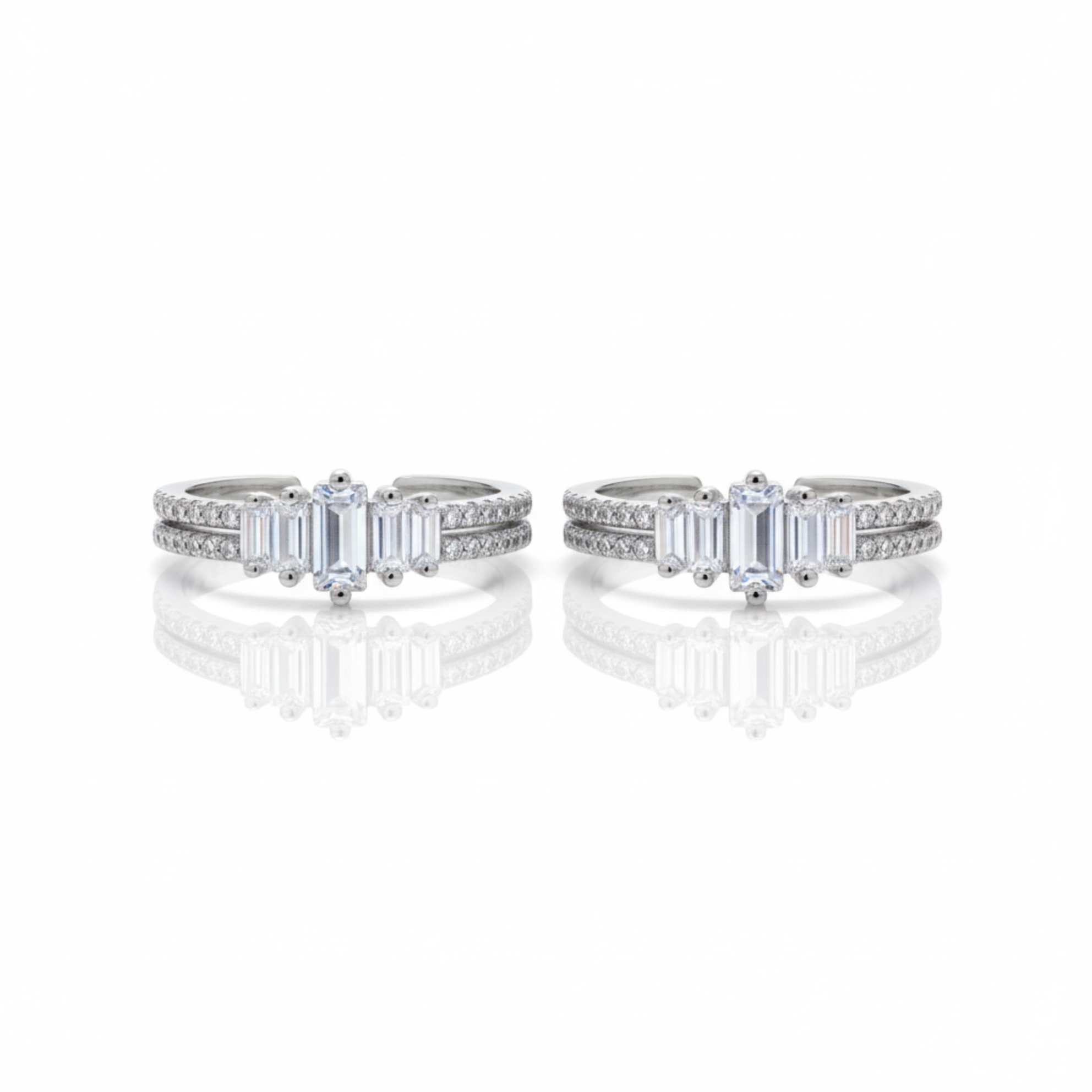 Silver DuoShine Choki & Diamond Toe Ring
