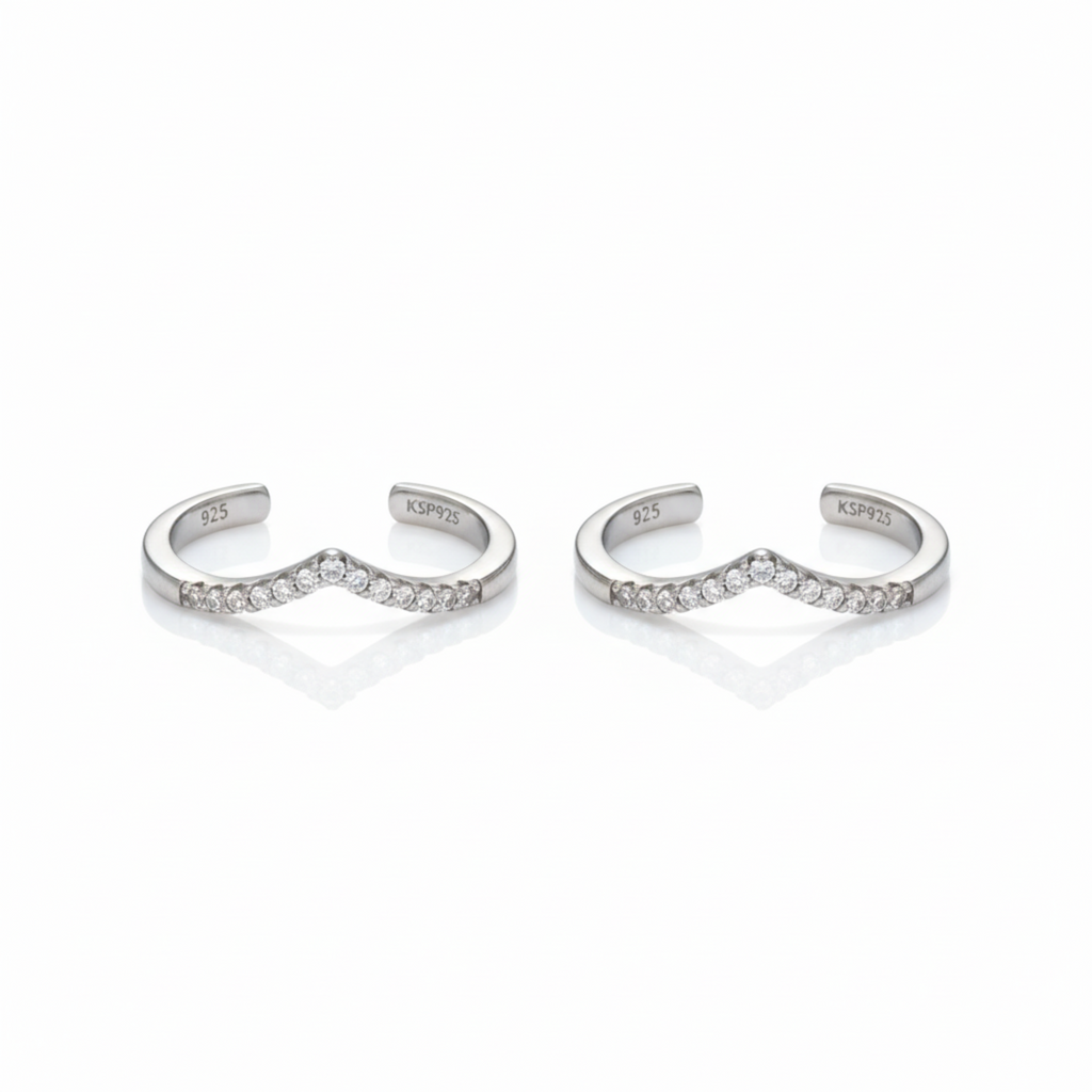 Silver CurveLite Diamond Toe Ring
