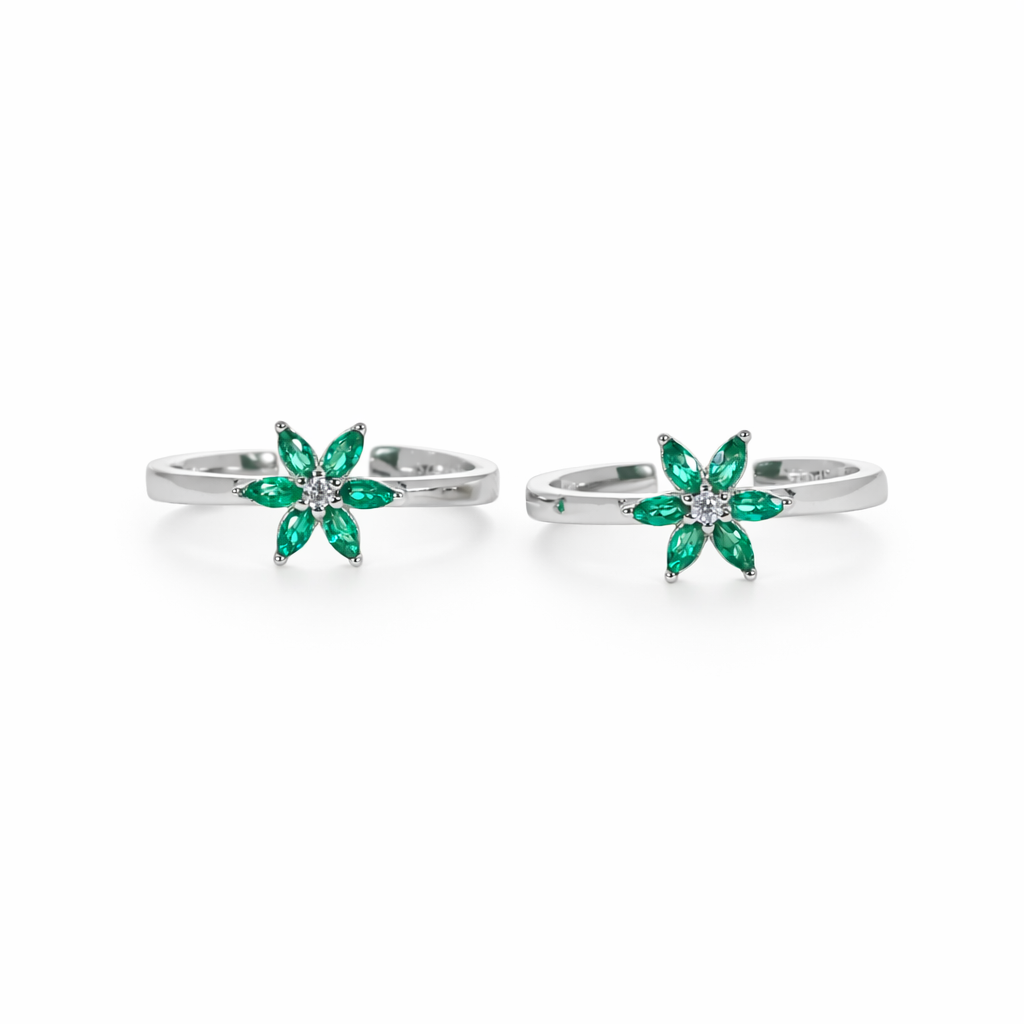 Emerald Bloom Toe Ring