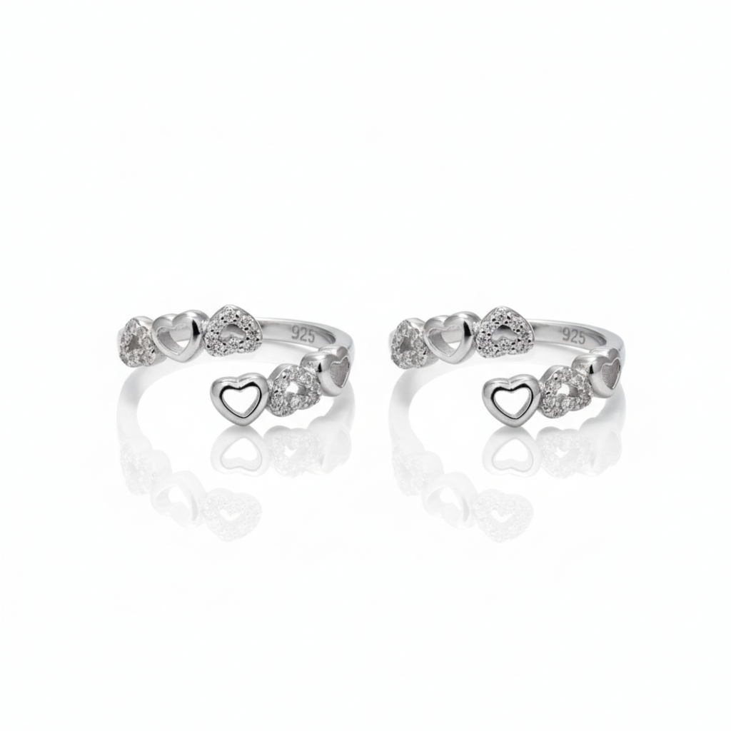 Silver Heart Gleam Diamond Toe ring