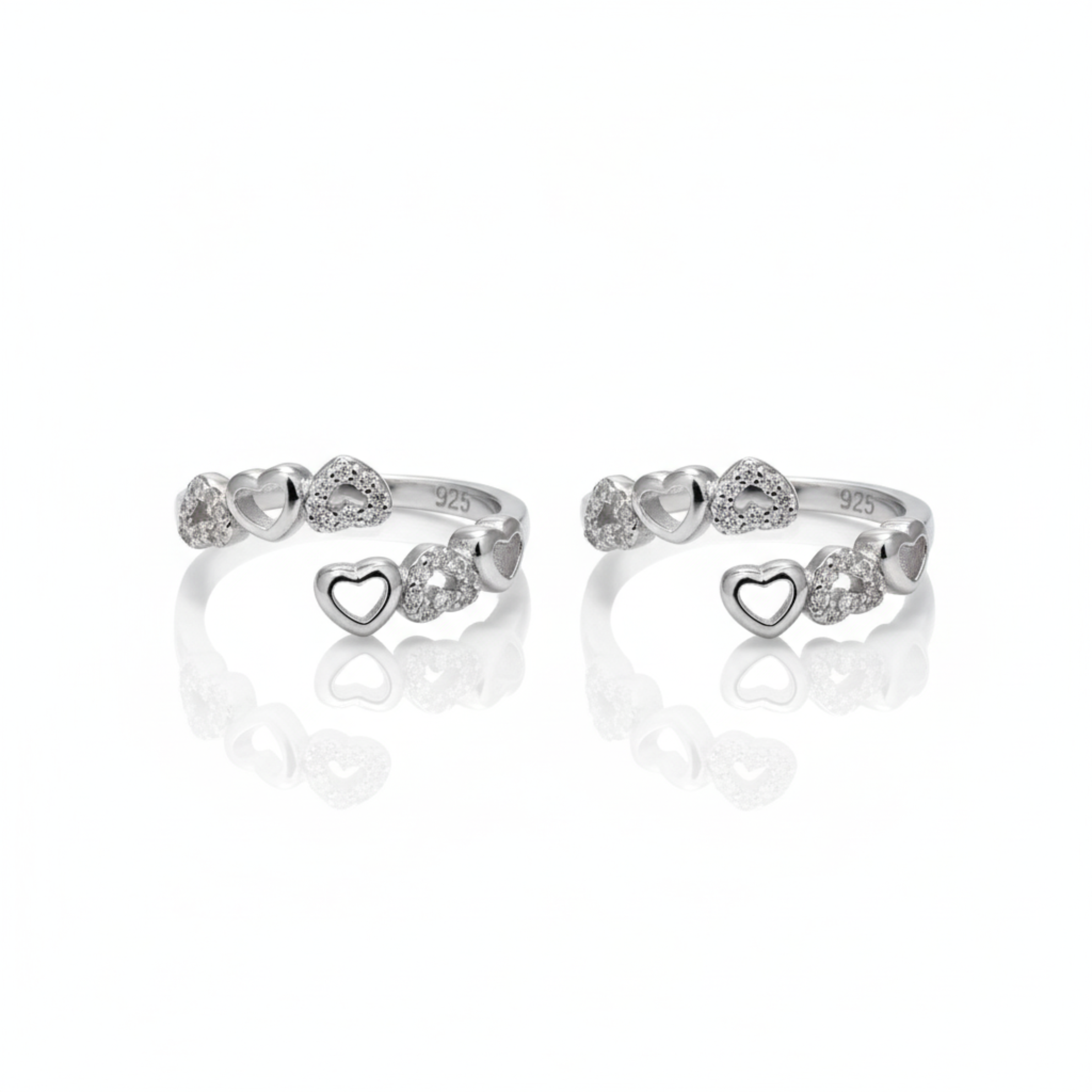 Silver Heart Gleam Diamond Toe ring