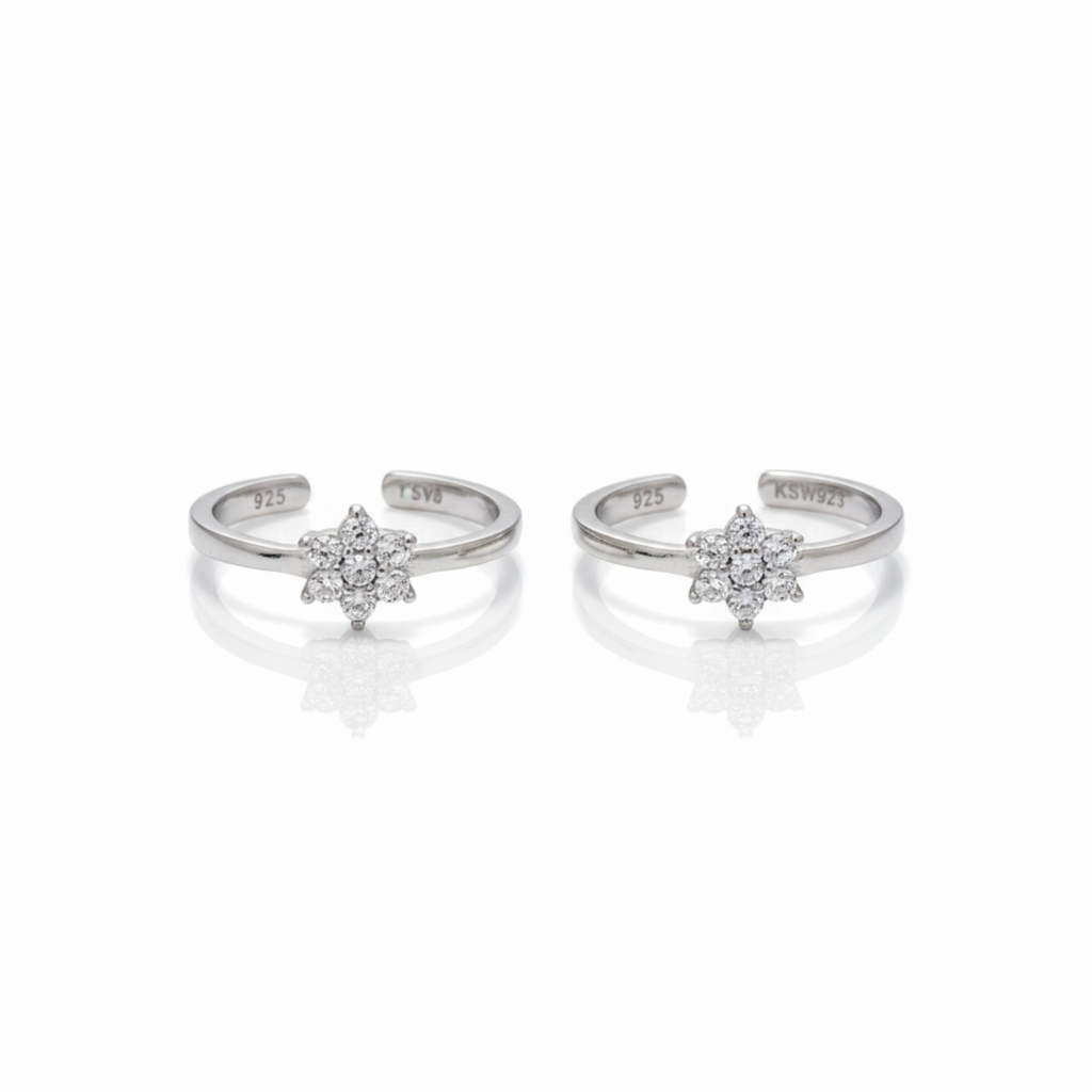 Silver SevenGlim Diamond Toe Ring