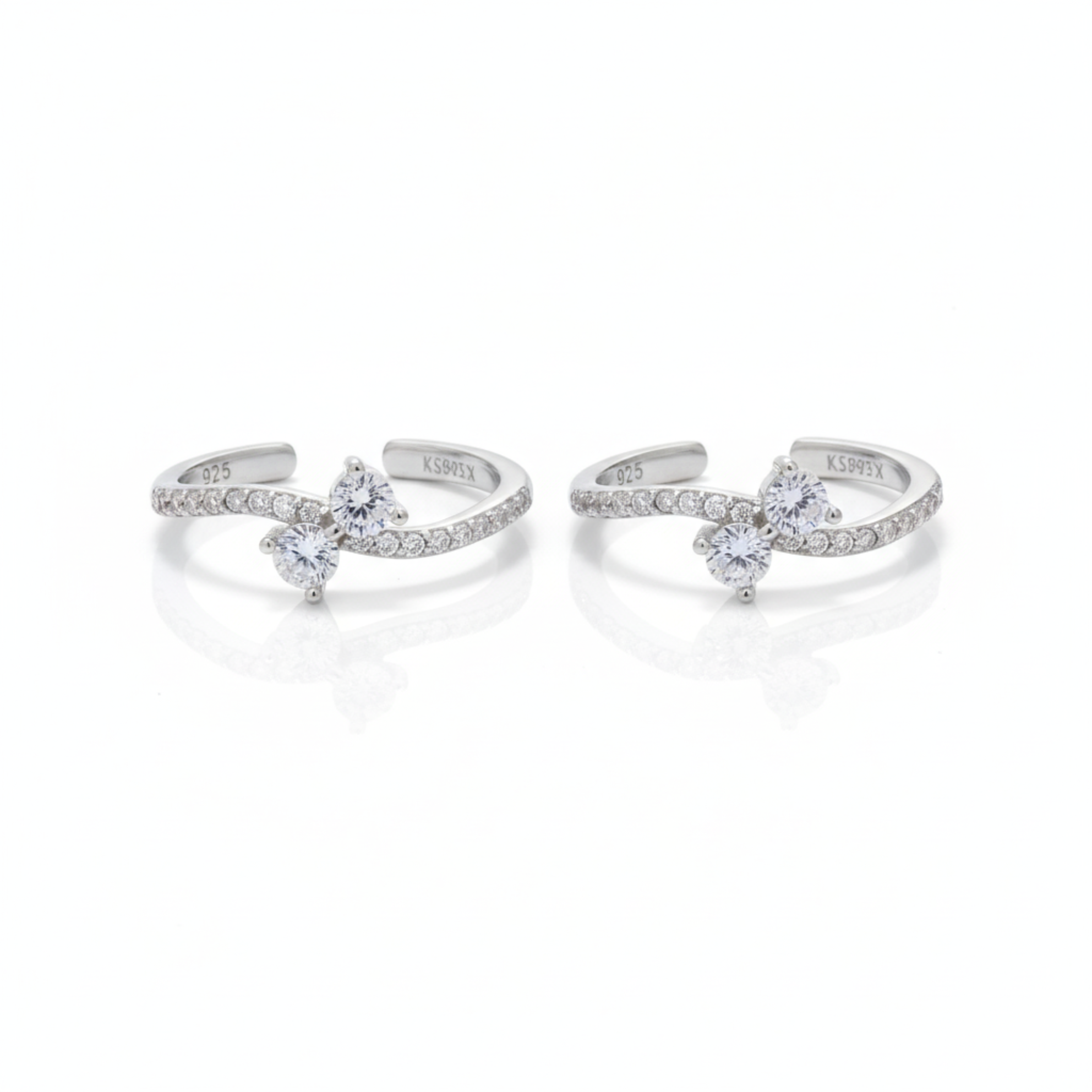 Silver DivineSpark Cross Diamond Toe Ring